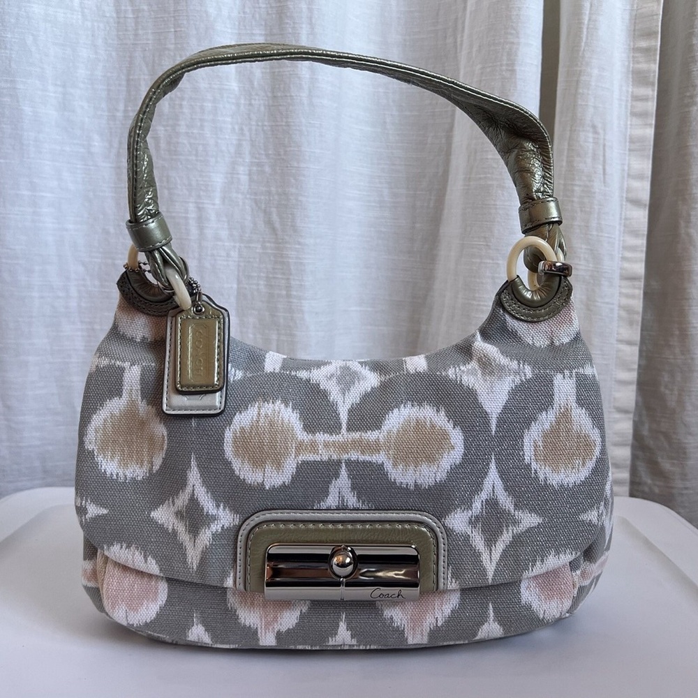 Authentic Coach Kristin Op Art Signature IKAT Sm Hippie Hobo Purse Bag 17083 - Picture 3 of 11